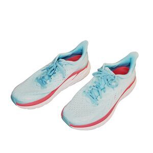 Hoka One One Clifton 8 Women Size 11 Teal Red Running Shoe EXCELLENT 1119394AEBL
